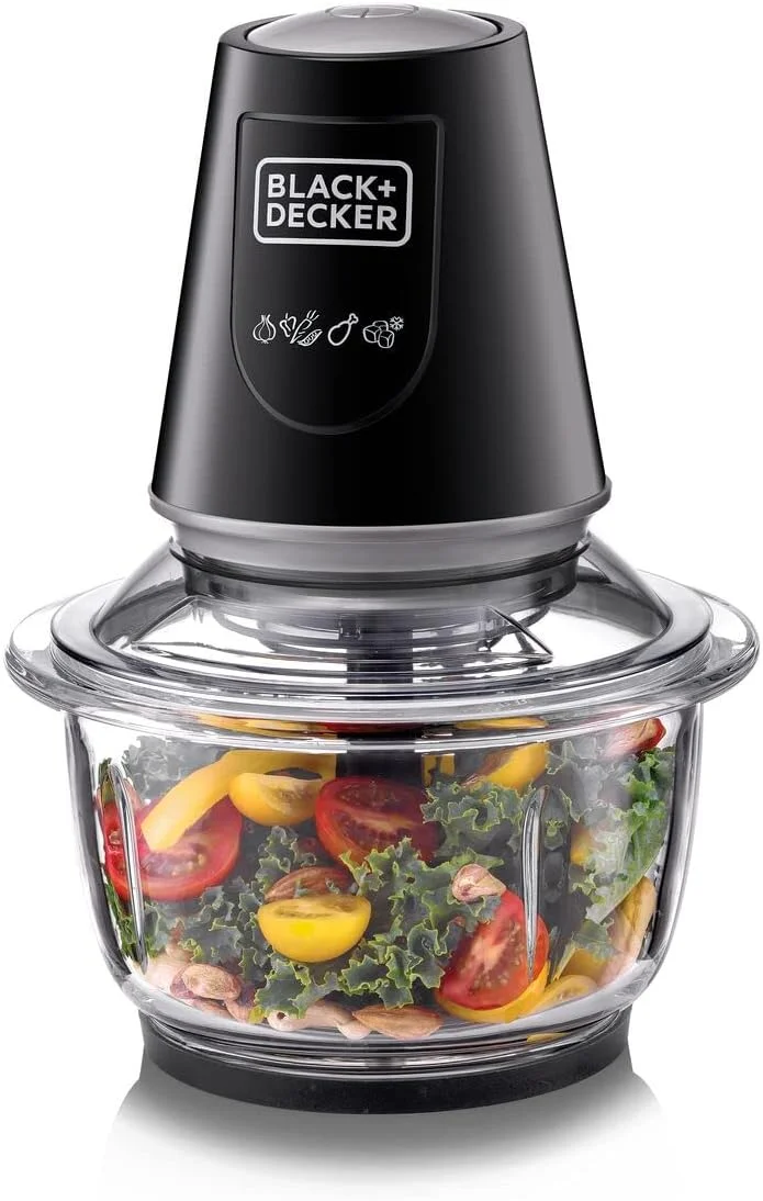 خردکن و آسیاب شیشه ای چند منظوره BLACK+DECKER، 400 وات، کاسه XXL 1.2 لیتری، سیستم 4 تیغه، سرعت پالس برای دقت، خرد کردن یخ، طراحی مشکی جمع و جور و شیک، تمیز کردن آسان، مشکی - GC400-B5 خردکن و آسیاب شیشه ای چند منظوره BLACK+DECKER، 400 وات، کاسه XXL 1.2 لیتری، سیستم 4 تیغه، سرعت پالس برای دقت، خرد کردن یخ، طراحی مشکی جمع و جور و شیک، تمیز کردن آسان، مشکی - GC400-B5