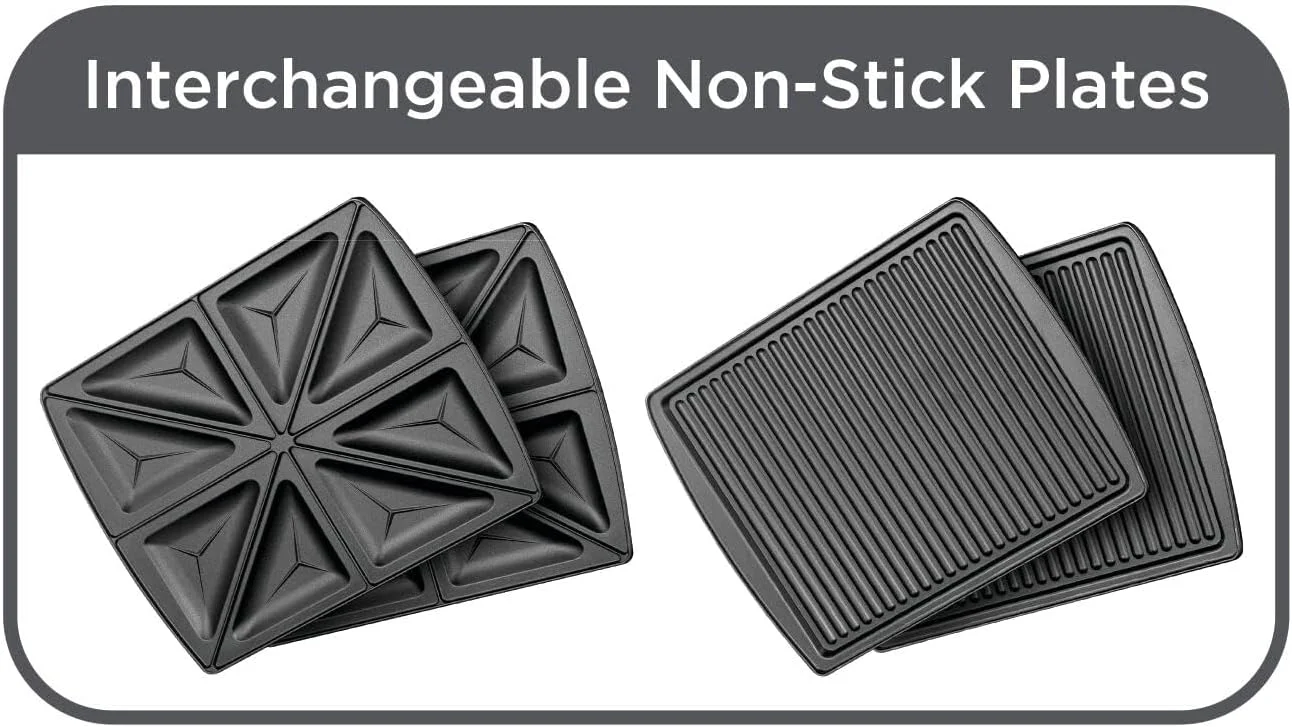 ساندویچ ساز و گریل 2 در 1 بلک اند دکر، 4 برش، توان 1400 وات، صفحات نچسب، باز شدن 180 درجه، گیره قفل شونده، وعده های غذایی سریع، جمع و جور، ایده آل برای ساندویچ و غذاهای کبابی، مشکی - TS2120-B5