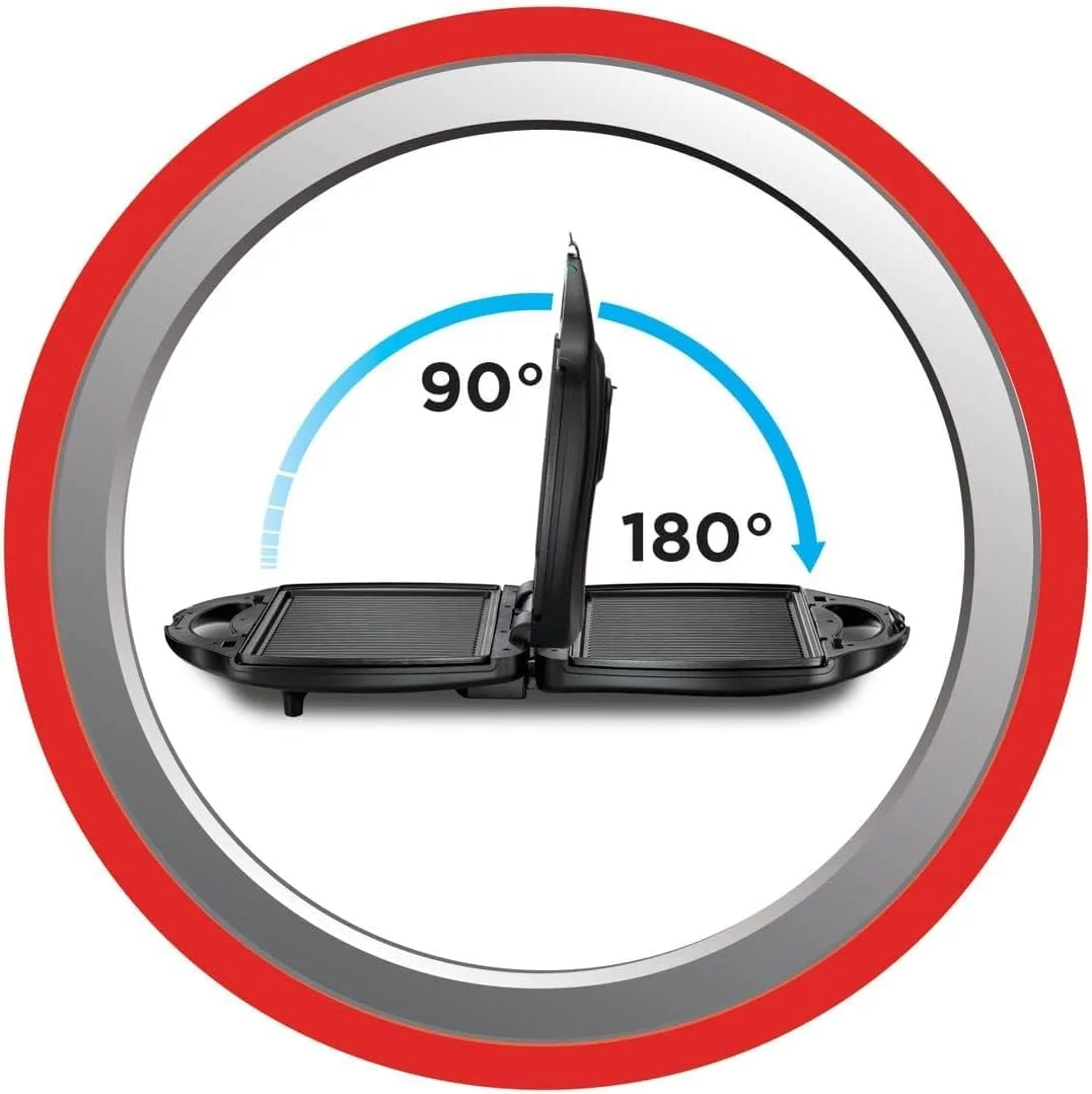 ساندویچ ساز و گریل 2 در 1 بلک اند دکر، 4 برش، توان 1400 وات، صفحات نچسب، باز شدن 180 درجه، گیره قفل شونده، وعده های غذایی سریع، جمع و جور، ایده آل برای ساندویچ و غذاهای کبابی، مشکی - TS2120-B5