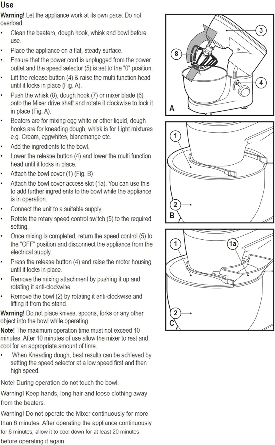 میکسر ایستاده بلک اند دکر، 1000 وات، کاسه استیل 6 لیتری، 10 سرعت + پالس، عملکرد سیاره ای، دارای قلاب خمیر، همزن، سری های همزن سیمی، سر کج شونده، برای پخت و ورز دادن، سفید - MKM100-B