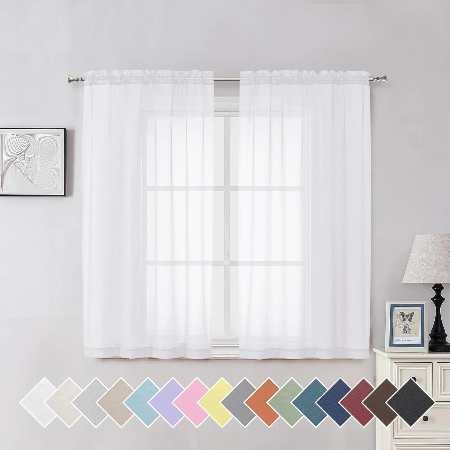 پرده های حریر سفید Aiyufeng طول 137 سانتی متر، پرده های کوتاه و نازک اتاق نشیمن / پرده های توری یکدست، پرده های کافه، پرده توری حمام، پرده کوچک پنجره، مجموعه 2 پانل، جیب میله، 101 سانتی متر عرض در 137 سانتی متر طول پرده های حریر سفید Aiyufeng طول 137 سانتی متر، پرده های کوتاه و نازک اتاق نشیمن / پرده های توری یکدست، پرده های کافه، پرده توری حمام، پرده کوچک پنجره، مجموعه 2 پانل، جیب میله، 101 سانتی متر عرض در 137 سانتی متر طول