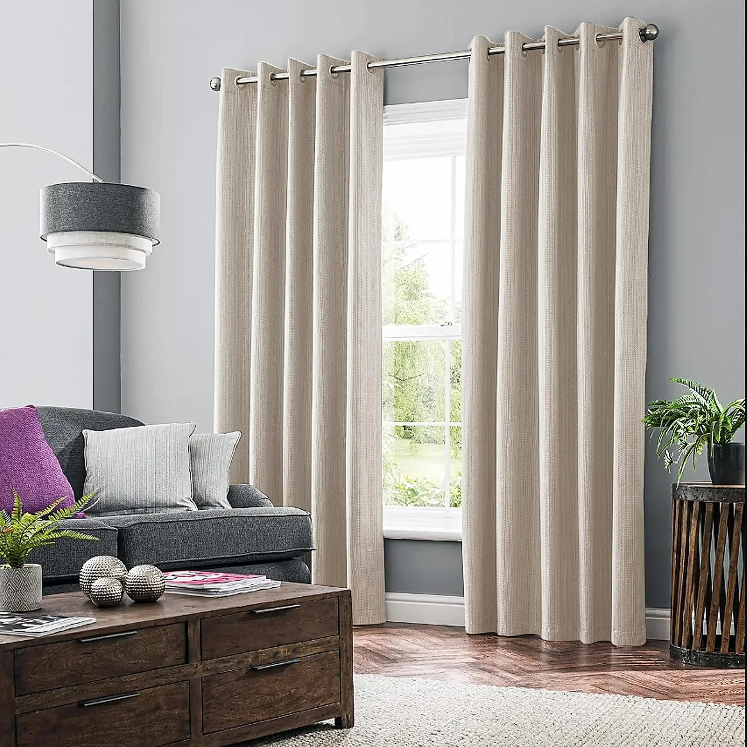 پرده های بافت دار آملی برای اتاق خواب یا اتاق نشیمن، 2 عدد، 16 حلقه فلزی، (عرض 132 x طول 274 سانتی متر) دکوراسیون منزل برای پنجره و در، مناسب فضای داخلی/خارجی پرده های بافت دار آملی برای اتاق خواب یا اتاق نشیمن، 2 عدد، 16 حلقه فلزی، (عرض 132 x طول 274 سانتی متر) دکوراسیون منزل برای پنجره و در، مناسب فضای داخلی/خارجی