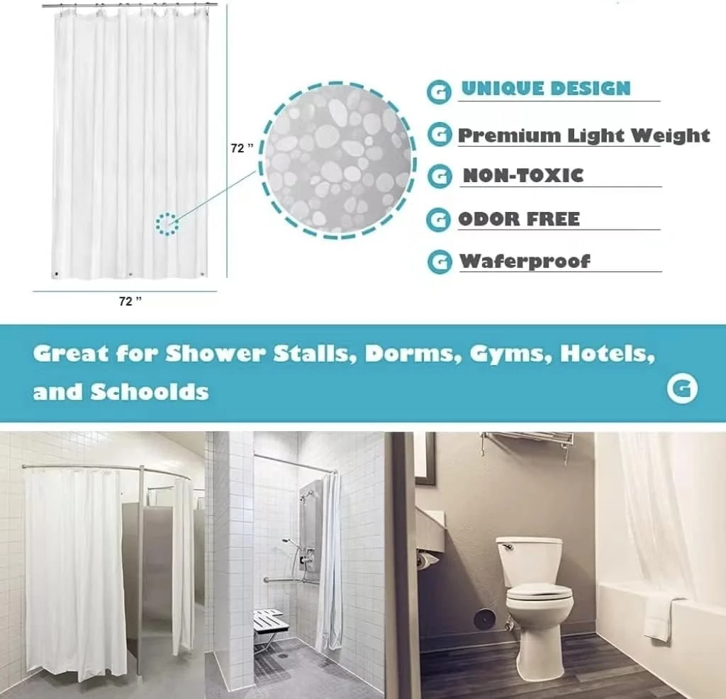 آستر پرده حمام شفاف EVA BananaHome، 180x180 سانتی متر، پرده داخلی سبک وزن پلاستیکی برای حمام و نمایشگاه دوش با حلقه های فلزی ضد زنگ و آهنرباهای وزنی (1، سنگریزه، 180x180 سانتی متر) آستر پرده حمام شفاف EVA BananaHome، 180x180 سانتی متر، پرده داخلی سبک وزن پلاستیکی برای حمام و نمایشگاه دوش با حلقه های فلزی ضد زنگ و آهنرباهای وزنی (1، سنگریزه، 180x180 سانتی متر)