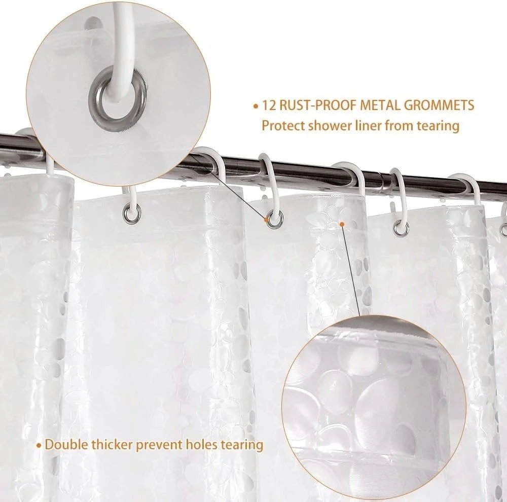 آستر پرده حمام شفاف EVA BananaHome، 180x180 سانتی متر، پرده داخلی سبک وزن پلاستیکی برای حمام و نمایشگاه دوش با حلقه های فلزی ضد زنگ و آهنرباهای وزنی (1، سنگریزه، 180x180 سانتی متر) آستر پرده حمام شفاف EVA BananaHome، 180x180 سانتی متر، پرده داخلی سبک وزن پلاستیکی برای حمام و نمایشگاه دوش با حلقه های فلزی ضد زنگ و آهنرباهای وزنی (1، سنگریزه، 180x180 سانتی متر)