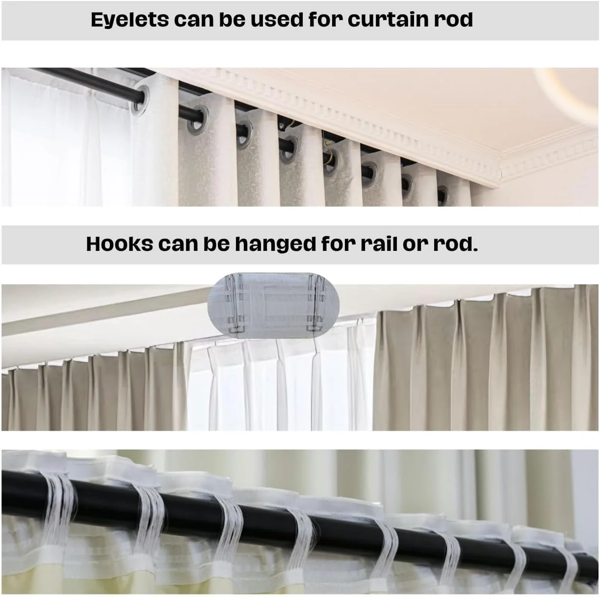 پرده های بلک اوت 2 تکه، تاریک کننده اتاق برای خواب بهتر، کرم، ارتفاع 300x عرض 270 سانتی متر، دارای قلاب پرده های بلک اوت 2 تکه، تاریک کننده اتاق برای خواب بهتر، کرم، ارتفاع 300x عرض 270 سانتی متر، دارای قلاب