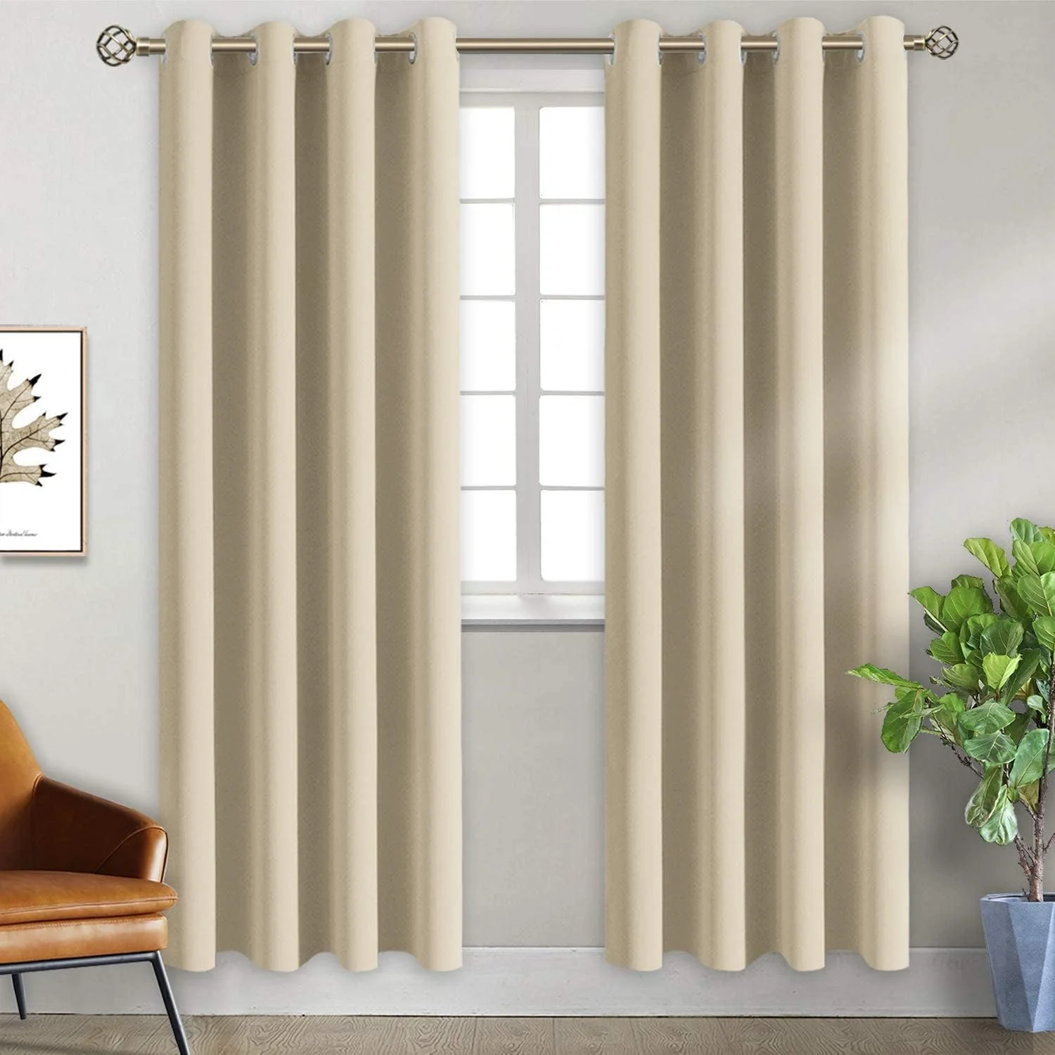 پرده خاموشی، 140x240 سانتی متر طول، مجموعه 2 پانل، پرده خاموشی حرارتی عایق دار با حلقه برای اتاق خواب، اتاق نشیمن، بژ پرده خاموشی، 140x240 سانتی متر طول، مجموعه 2 پانل، پرده خاموشی حرارتی عایق دار با حلقه برای اتاق خواب، اتاق نشیمن، بژ