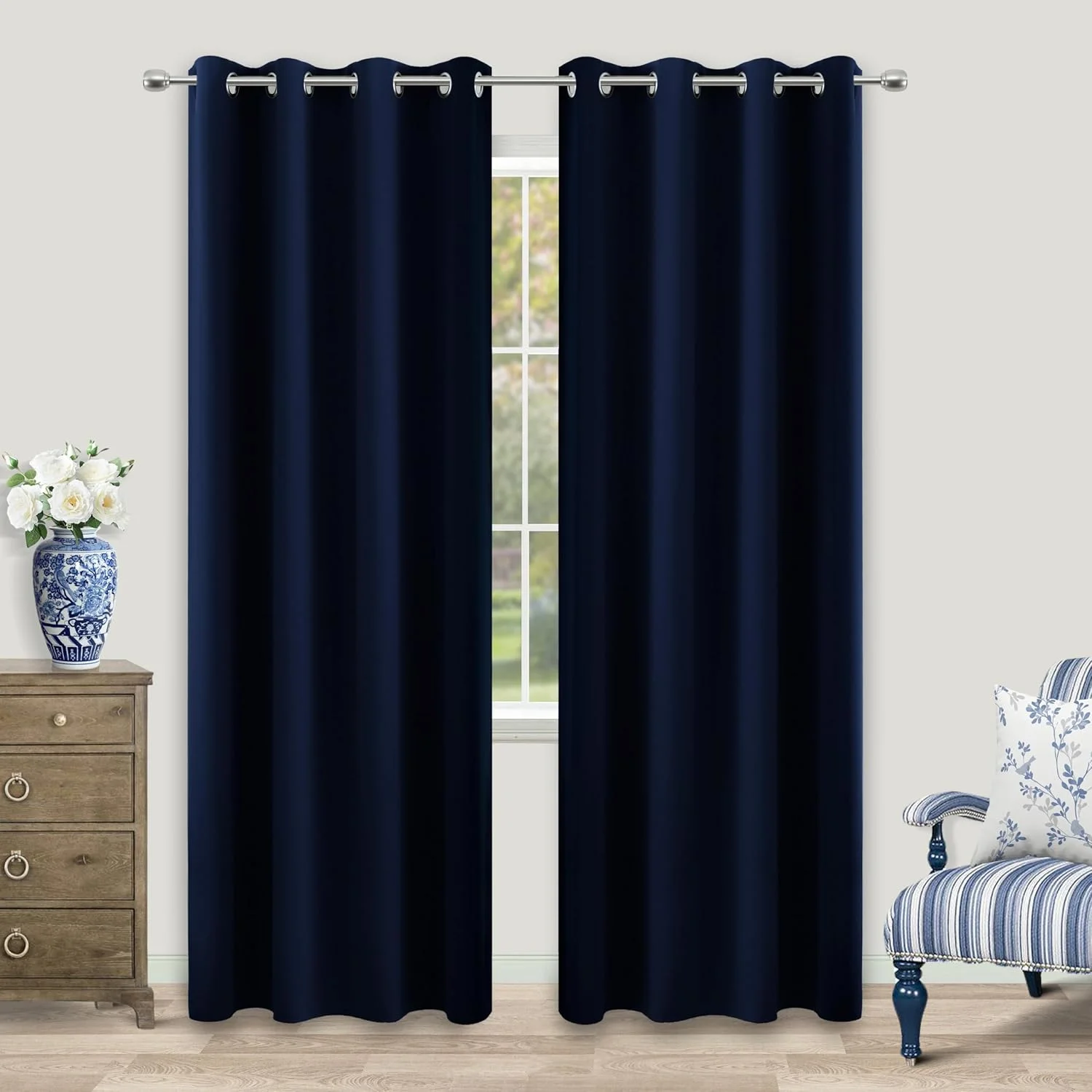 پرده های خاموشی سرمه ای 213 سانتی متری برای اتاق خواب، مجموعه 2 پانل، پرده های حرارتی عایق، پرده های تاریک کننده اتاق، پرده های حلقه ای برای اتاق نشیمن پسرانه، 132x213 سانتی متر، آبی تیره پرده های خاموشی سرمه ای 213 سانتی متری برای اتاق خواب، مجموعه 2 پانل، پرده های حرارتی عایق، پرده های تاریک کننده اتاق، پرده های حلقه ای برای اتاق نشیمن پسرانه، 132x213 سانتی متر، آبی تیره