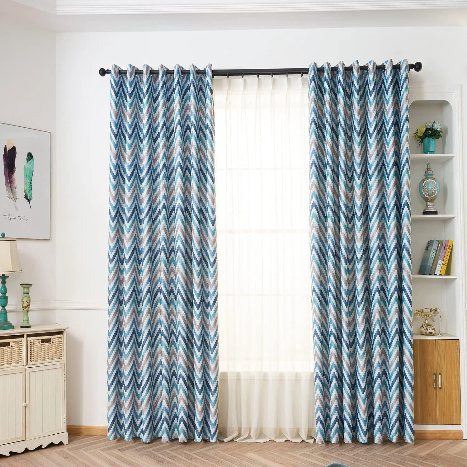 پرده خاموشی بولیوی، 1 عدد پرده چاپی خاموشی 80% عایق حرارتی با حلقه های فلزی برای اتاق خواب، اتاق نشیمن (200 x 270 سانتی متر) پرده خاموشی بولیوی، 1 عدد پرده چاپی خاموشی 80% عایق حرارتی با حلقه های فلزی برای اتاق خواب، اتاق نشیمن (200 x 270 سانتی متر)