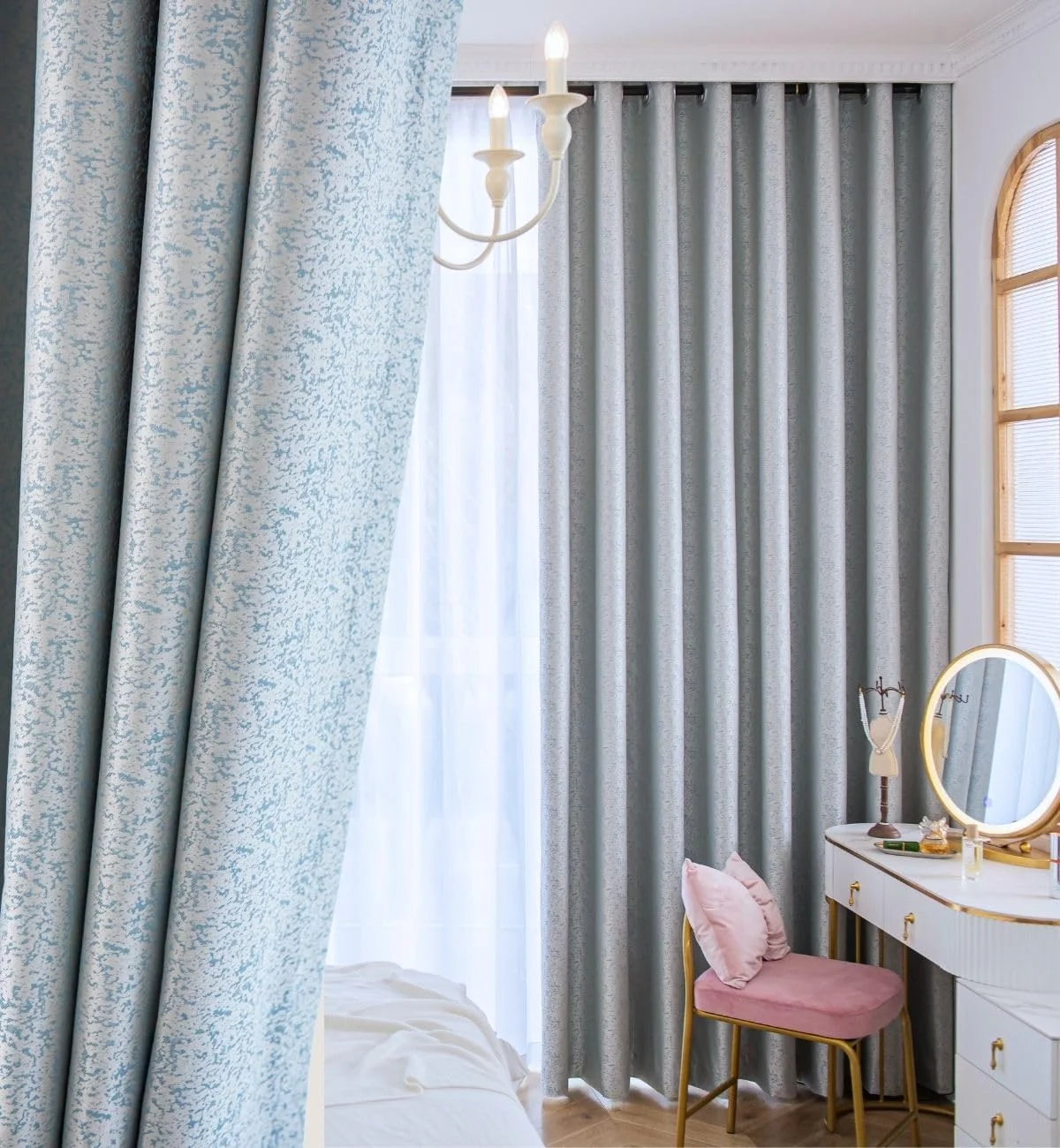 پرده های خاموشی اتاق خواب به سبک کرم، تاریک کننده اتاق و ایجاد فضای سینمایی، آبی L250xW135cm حلقه دار پرده های خاموشی اتاق خواب به سبک کرم، تاریک کننده اتاق و ایجاد فضای سینمایی، آبی L250xW135cm حلقه دار