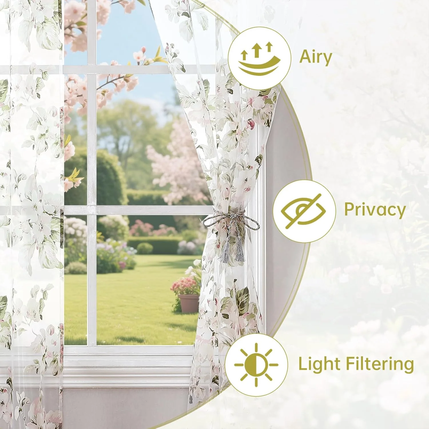 پرده های توری طرح گل BROSHAN، پرده های نازک گلدار صورتی زیبا با طرح برگ های سبز مریم گلی، ست پرده اتاق خواب 2 عددی، پنل های پرده توری گیاهی با جیب میله پرده های توری طرح گل BROSHAN، پرده های نازک گلدار صورتی زیبا با طرح برگ های سبز مریم گلی، ست پرده اتاق خواب 2 عددی، پنل های پرده توری گیاهی با جیب میله