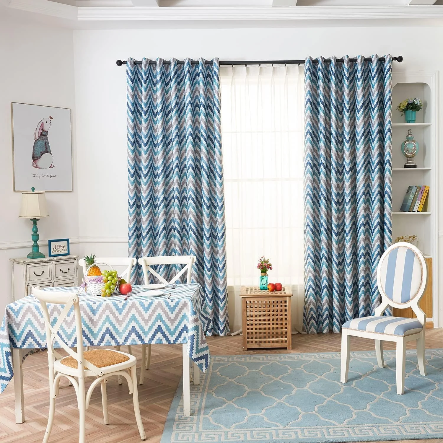 پرده خاموشی بولیوی، 1 عدد پرده چاپی خاموشی 80% عایق حرارتی با حلقه های فلزی برای اتاق خواب، اتاق نشیمن (200 x 270 سانتی متر) پرده خاموشی بولیوی، 1 عدد پرده چاپی خاموشی 80% عایق حرارتی با حلقه های فلزی برای اتاق خواب، اتاق نشیمن (200 x 270 سانتی متر)