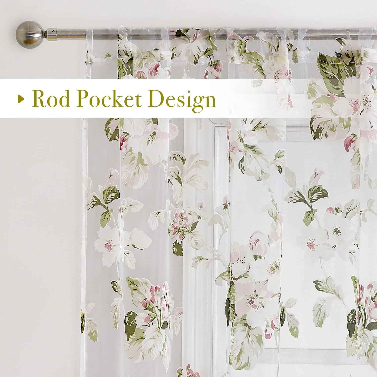 پرده های توری طرح گل BROSHAN، پرده های نازک گلدار صورتی زیبا با طرح برگ های سبز مریم گلی، ست پرده اتاق خواب 2 عددی، پنل های پرده توری گیاهی با جیب میله پرده های توری طرح گل BROSHAN، پرده های نازک گلدار صورتی زیبا با طرح برگ های سبز مریم گلی، ست پرده اتاق خواب 2 عددی، پنل های پرده توری گیاهی با جیب میله