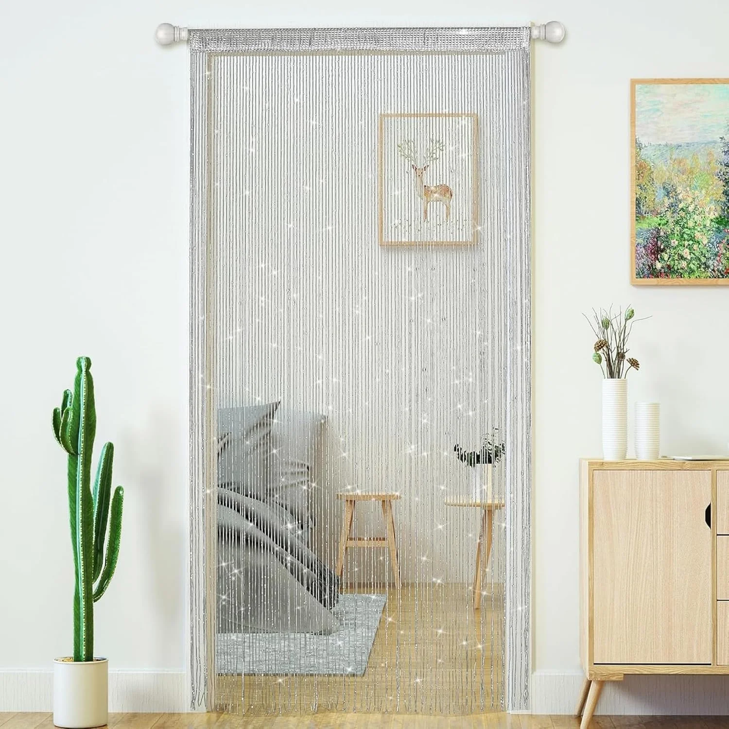 پرده رشته ای برای درب ورودی، پرده های مهره ای اکلیلی، پرده های درخشان مهره ای، آویز لباسشویی کمد باز، پرده پنجره مهره ای درخشان هیپی (نقره ای، 100×200 سانتی متر) پرده رشته ای برای درب ورودی، پرده های مهره ای اکلیلی، پرده های درخشان مهره ای، آویز لباسشویی کمد باز، پرده پنجره مهره ای درخشان هیپی (نقره ای، 100×200 سانتی متر)