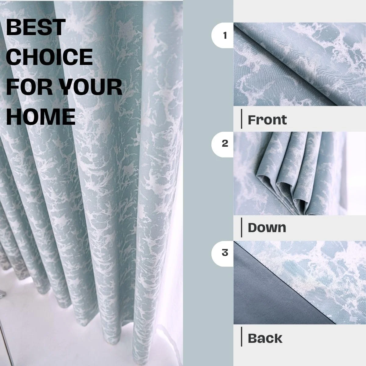 پرده های بلک اوت برای اتاق خواب و هتل 2 تکه، آبی، L270xW150cm، حلقه دار پرده های بلک اوت برای اتاق خواب و هتل 2 تکه، آبی، L270xW150cm، حلقه دار