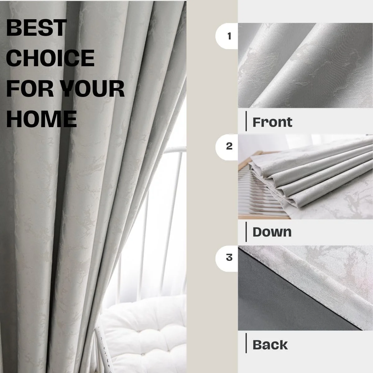 پرده های بلک اوت برای اتاق خواب و هتل، 2 عدد، سفید، طول 250x عرض 135 سانتی متر، دارای قلاب پرده های بلک اوت برای اتاق خواب و هتل، 2 عدد، سفید، طول 250x عرض 135 سانتی متر، دارای قلاب