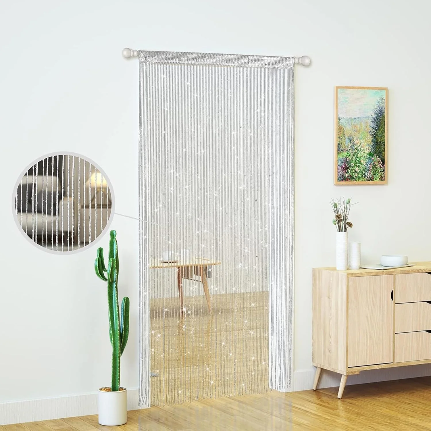 پرده رشته ای برای درب ورودی، پرده های مهره ای اکلیلی، پرده های درخشان مهره ای، آویز لباسشویی کمد باز، پرده پنجره مهره ای درخشان هیپی (نقره ای، 100×200 سانتی متر) پرده رشته ای برای درب ورودی، پرده های مهره ای اکلیلی، پرده های درخشان مهره ای، آویز لباسشویی کمد باز، پرده پنجره مهره ای درخشان هیپی (نقره ای، 100×200 سانتی متر)