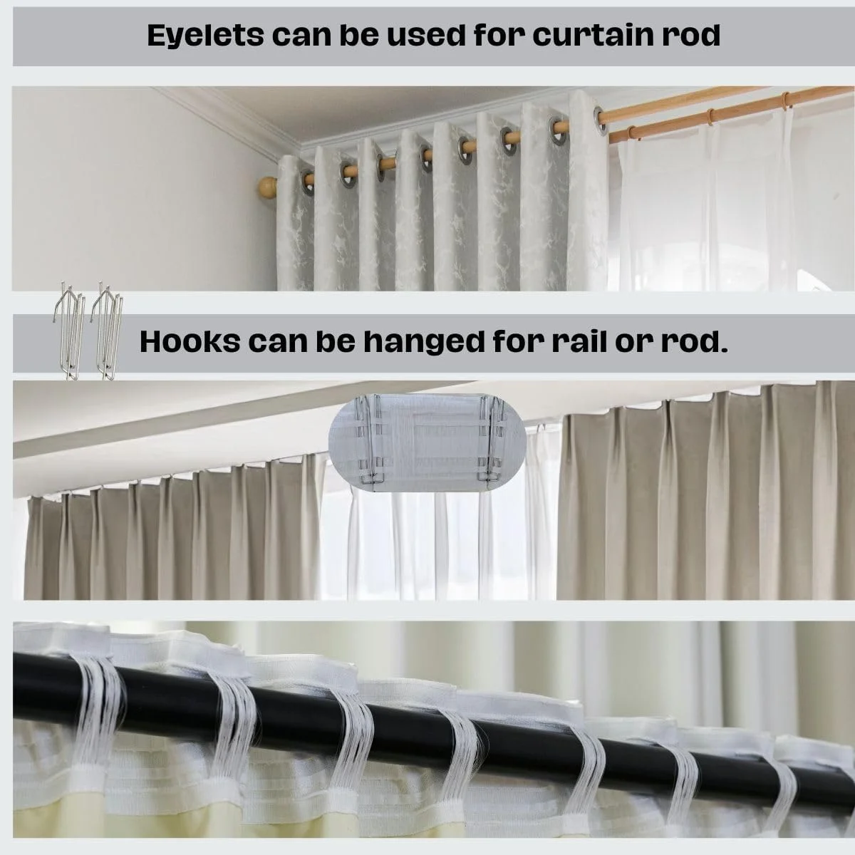 پرده های بلک اوت برای اتاق خواب و هتل، 2 عدد، سفید، طول 250x عرض 135 سانتی متر، دارای قلاب پرده های بلک اوت برای اتاق خواب و هتل، 2 عدد، سفید، طول 250x عرض 135 سانتی متر، دارای قلاب