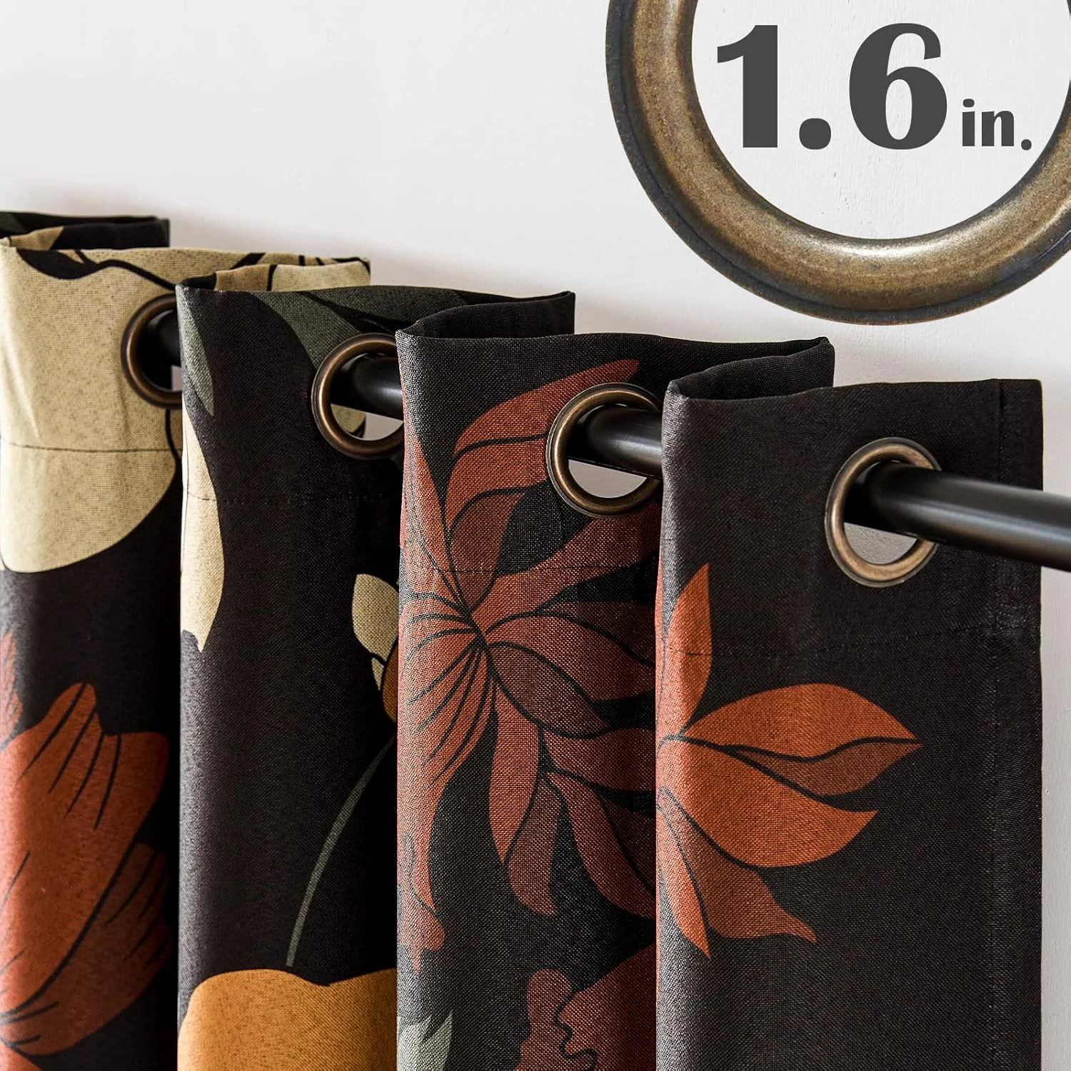 پرده های گلدار وینتیج JINCHAN برای اتاق خواب، پرده های خاموشی برای اتاق نشیمن، پرده های بافت دار کتانی تیره کننده با طرح گل، پرده های چاپی به طول 244 سانتی متر، مجموعه 2 پانل با حلقه پرده های گلدار وینتیج JINCHAN برای اتاق خواب، پرده های خاموشی برای اتاق نشیمن، پرده های بافت دار کتانی تیره کننده با طرح گل، پرده های چاپی به طول 244 سانتی متر، مجموعه 2 پانل با حلقه