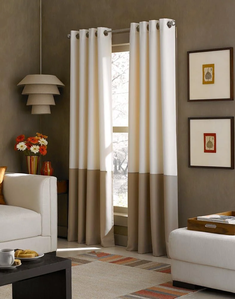 پنل پرده پانچ مسدود کننده رنگ کندال Curtainworks، 108 اینچ، عاجی