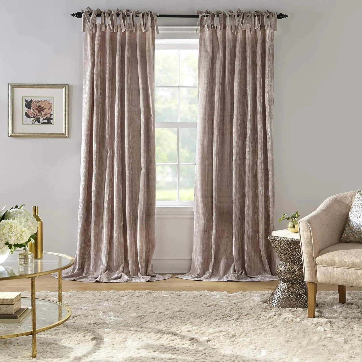 پنل پرده مخمل کراش کره‌ای Elrene Home Fashions با بندهای بالایی، پرده‌ای شیک و روستیک برای اتاق نشیمن یا اتاق خواب، 52 اینچ در 95 اینچ، طوسی، 1 عدد