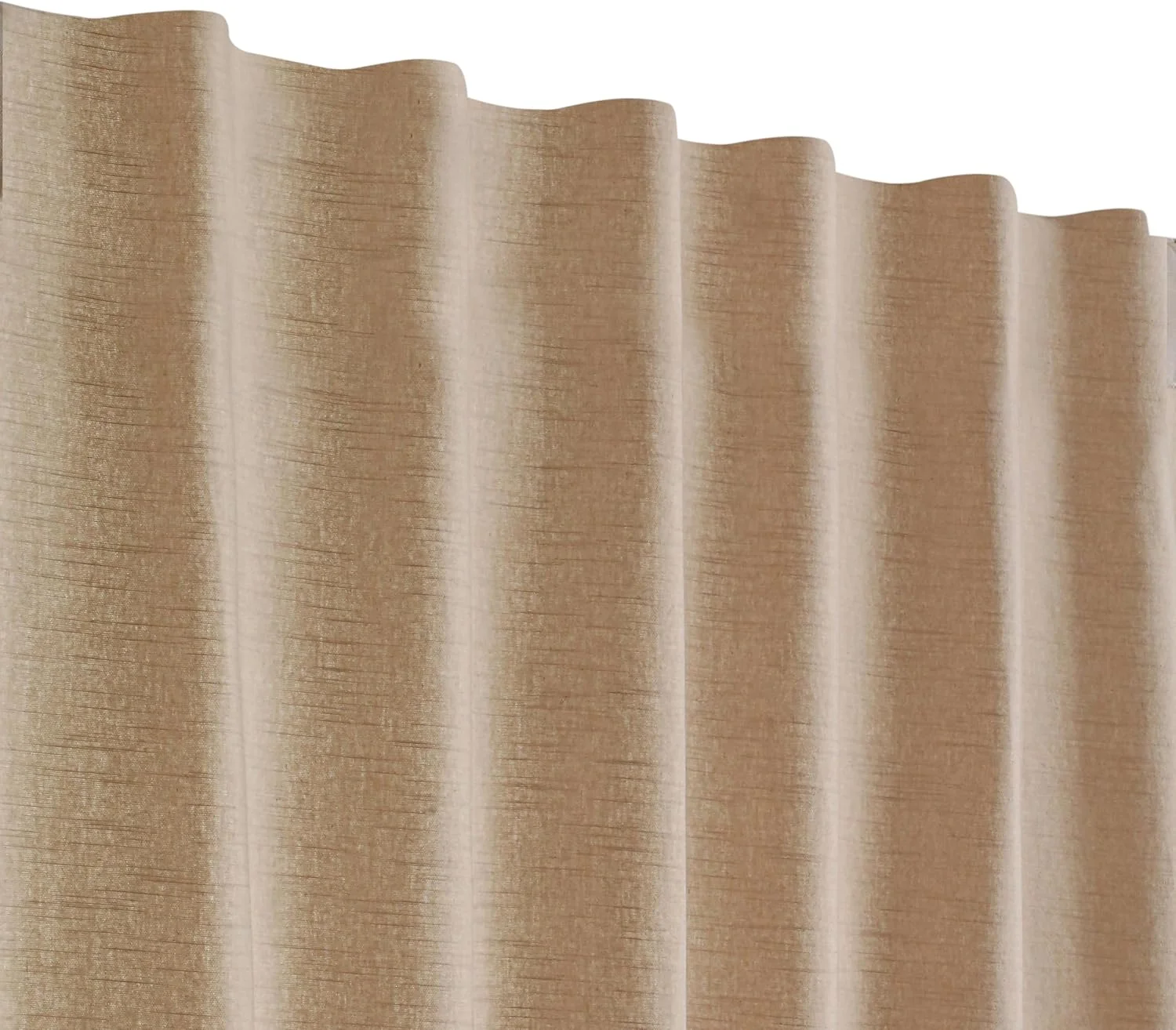 ست پرده دو تکه امیننس هوم 135x244 سانتی متر - بژ، طول 8 فوت، 100% پنبه، پارچه بافت دار، مقاوم در برابر محو شدن، پیش شسته شده، زبانه های پشتی مخفی، پوشش کامل، تاریک کننده اتاق، سبک پلیسه دار.