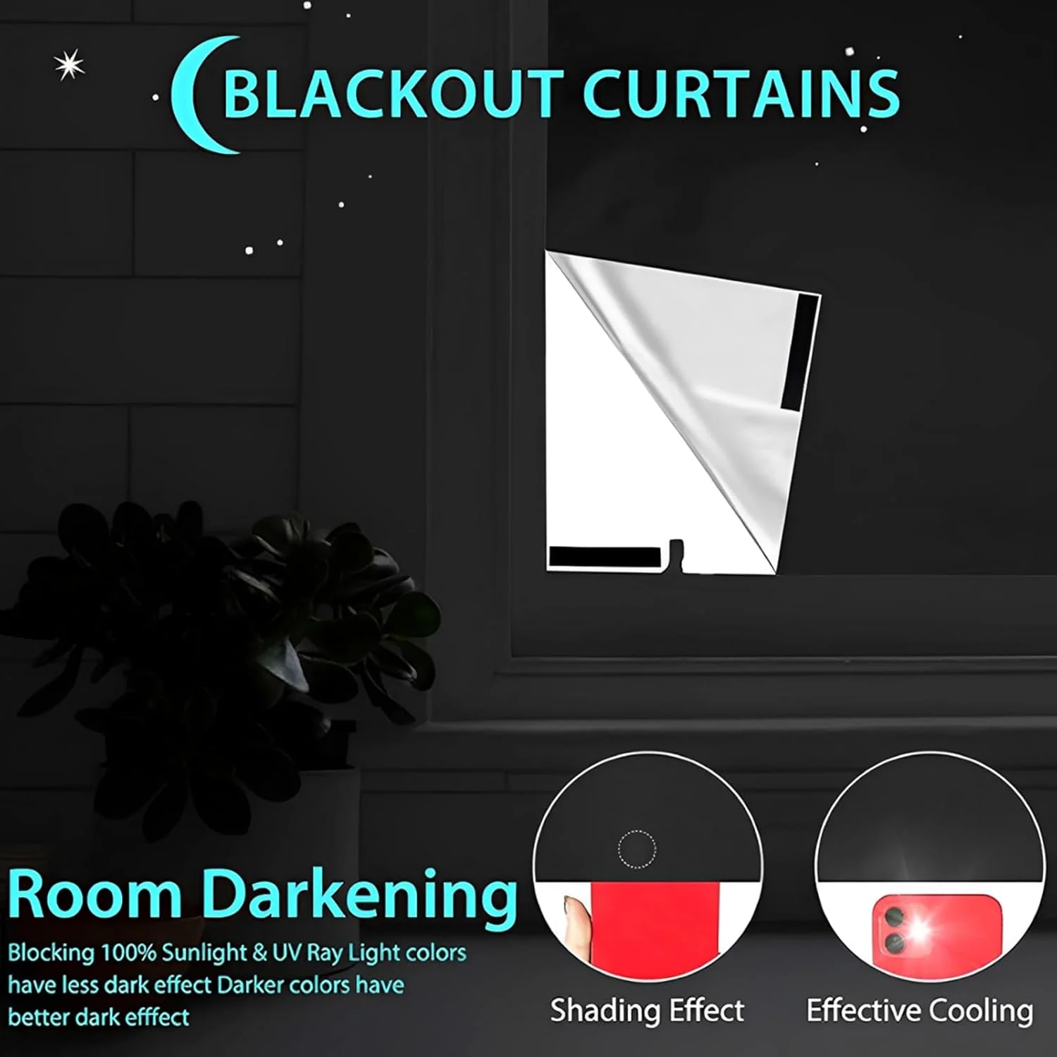 پرده بلک اوت قابل حمل آکسفورد گورگسکید - مسدود کننده نور و اشعه ماوراء بنفش، 1.45x2 متر، قابل تنظیم DIY با چسب Velcro، بدون نیاز به دریل و چسباندن، همراه با کیف مسافرتی، برای اتاق خواب، RV، خوابگاه، خانه