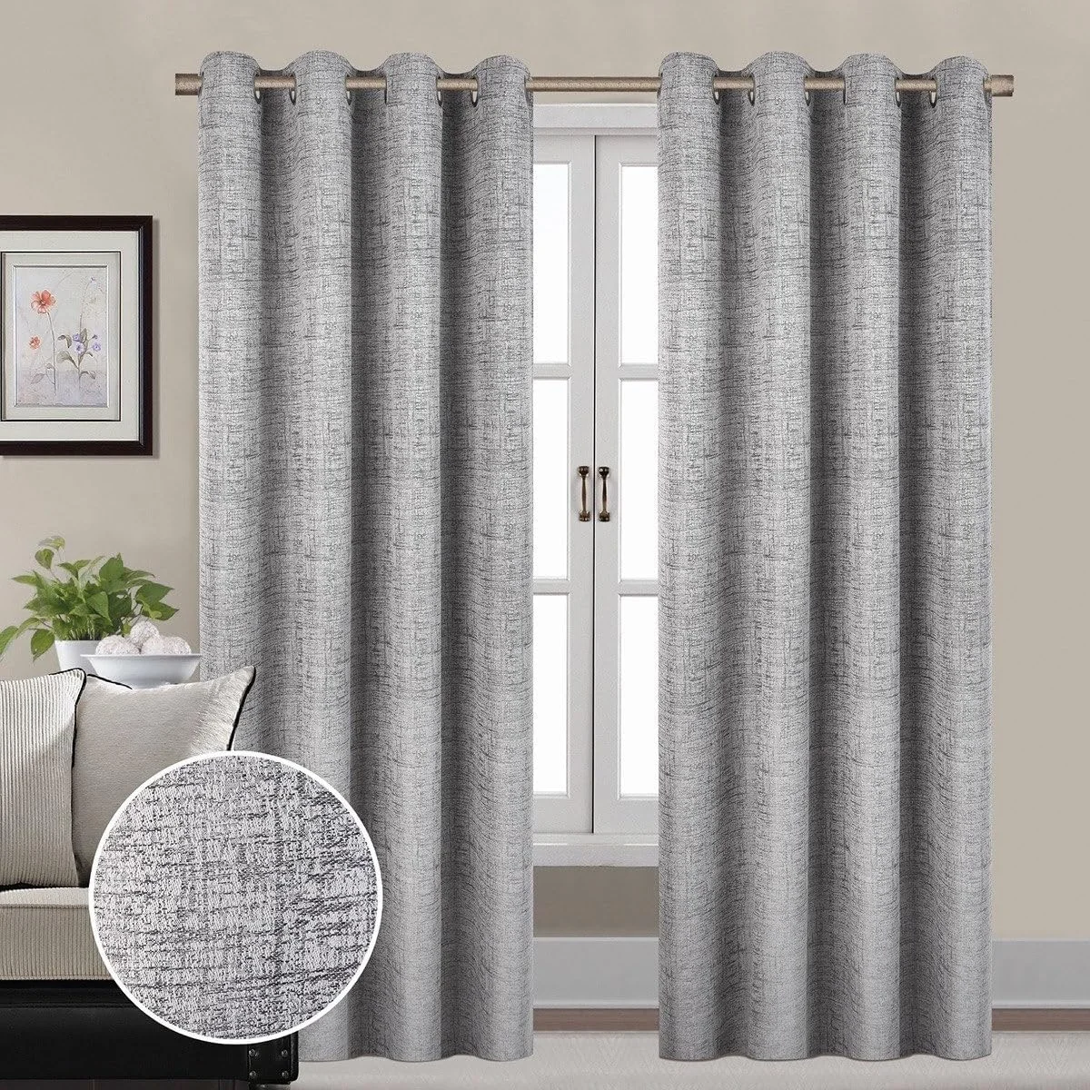 ست دو تکه پرده پانچ HomeBox Martha Jacquard Blackout، سایز 140 سانتی متر در 300 سانتی متر، خاکستری