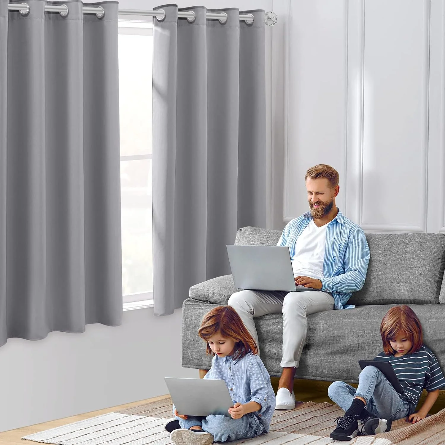 پرده های خاموشی خاکستری روشن HOMEIDEAS، ابعاد 52 در 63 اینچ، مناسب اتاق خواب، ست 2 پنلی، پرده/دریچه های تاریک کننده اتاق، پرده های حرارتی با حلقه های فلزی مسدود کننده نور برای اتاق نشیمن پرده های خاموشی خاکستری روشن HOMEIDEAS، ابعاد 52 در 63 اینچ، مناسب اتاق خواب، ست 2 پنلی، پرده/دریچه های تاریک کننده اتاق، پرده های حرارتی با حلقه های فلزی مسدود کننده نور برای اتاق نشیمن