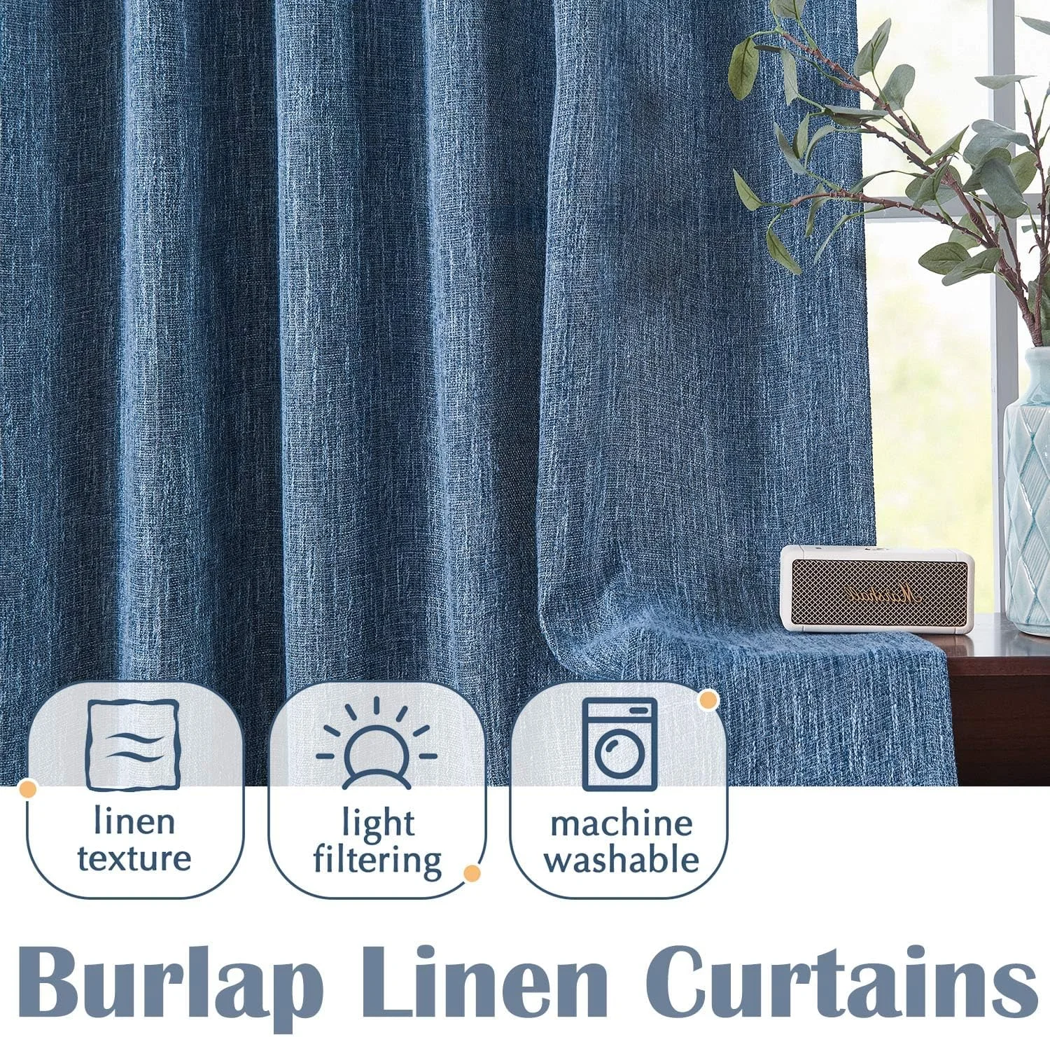 پرده های طرح گونی JINCHAN، طول 213 سانتی متر، پرده بافت دار برای اتاق نشیمن، پرده های فیلتر کننده نور، پرده های خانه روستایی، پرده های جیبی میله ای برای اتاق خواب، 2 پنل، پرده های آبی پرده های طرح گونی JINCHAN، طول 213 سانتی متر، پرده بافت دار برای اتاق نشیمن، پرده های فیلتر کننده نور، پرده های خانه روستایی، پرده های جیبی میله ای برای اتاق خواب، 2 پنل، پرده های آبی