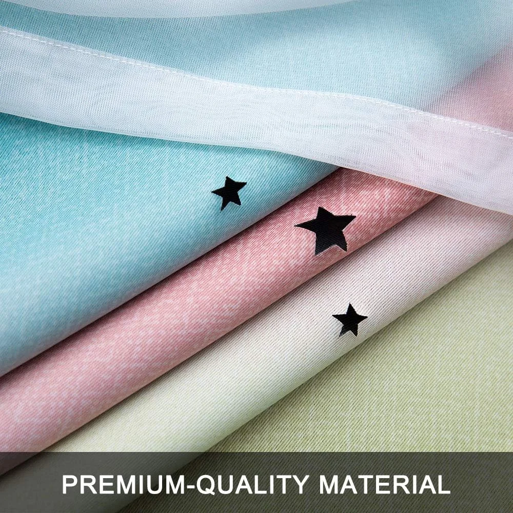 پرده ستاره ای Irfora، پرده های خاموشی ستاره ای برای اتاق خواب دخترانه و اتاق نشیمن، پرده های پنجره ای ستاره ای دو لایه رنگارنگ، 1 عدد (53 اینچ)