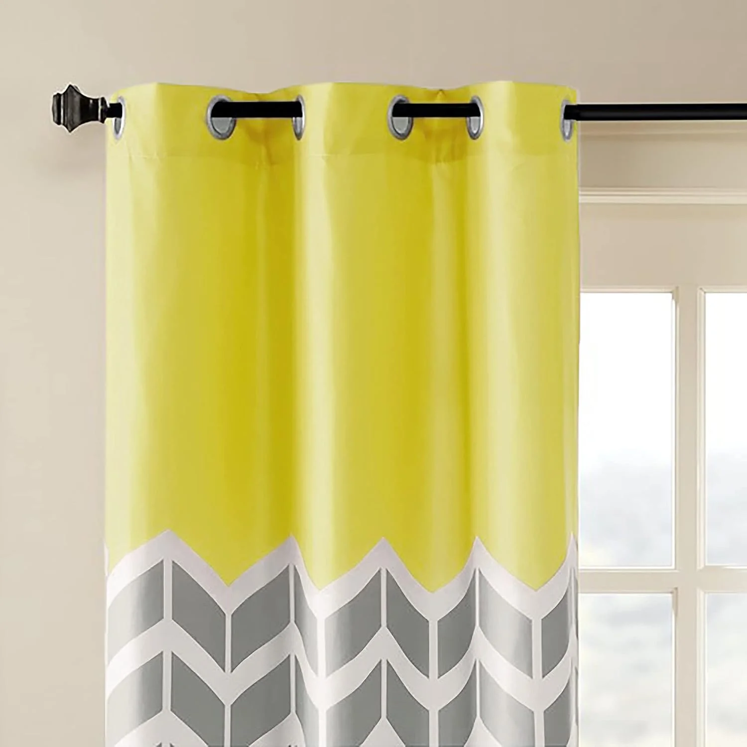 پرده های طرح زیگزاگ زرد و خاکستری Intelligent Design برای اتاق نشیمن یا اتاق خواب، پرده های مدرن و معاصر با حلقه های فلزی و تیره کننده نور، 42x84، بسته 2 عددی پرده های طرح زیگزاگ زرد و خاکستری Intelligent Design برای اتاق نشیمن یا اتاق خواب، پرده های مدرن و معاصر با حلقه های فلزی و تیره کننده نور، 42x84، بسته 2 عددی