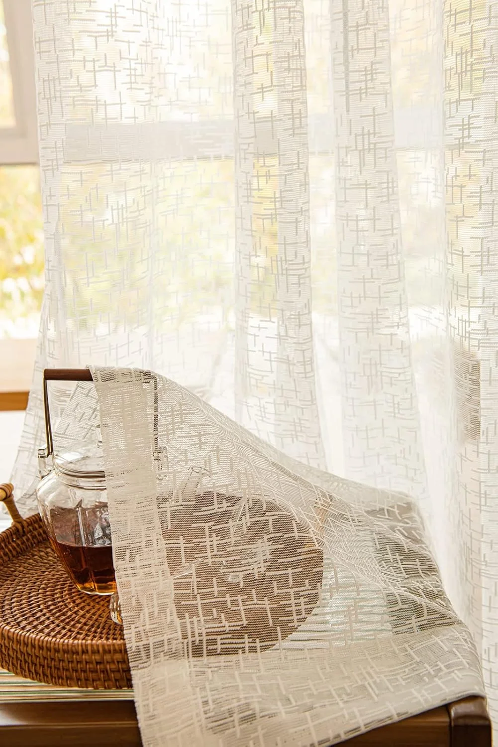 پرده حریر KVLDEC تکهای مناسب اتاق نشیمن، اتاق خواب و تزئین راهرو (طرح Cross-C، عرض 150 x طول 270 سانتی متر) پرده حریر KVLDEC تکهای مناسب اتاق نشیمن، اتاق خواب و تزئین راهرو (طرح Cross-C، عرض 150 x طول 270 سانتی متر)