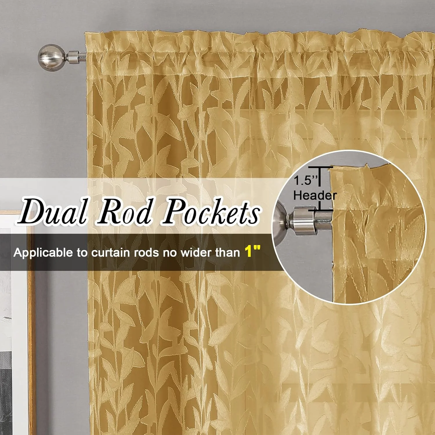 پرده های حریر طلایی تیره Lecloud Leia، طول 244 سانتی متر، 2 عدد، پرده های بافت دار برگ دار ژاکارد برای پنجره های فرانسوی با جیب میله ای، پرده های اتاق نشیمن و اتاق خواب به سبک خانه های روستایی، عرض 101.6 سانتی متر در طول 244 سانتی متر پرده های حریر طلایی تیره Lecloud Leia، طول 244 سانتی متر، 2 عدد، پرده های بافت دار برگ دار ژاکارد برای پنجره های فرانسوی با جیب میله ای، پرده های اتاق نشیمن و اتاق خواب به سبک خانه های روستایی، عرض 101.6 سانتی متر در طول 244 سانتی متر