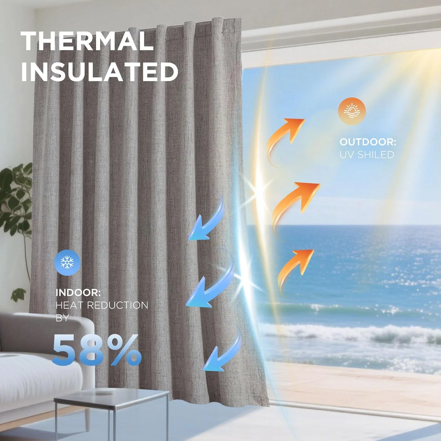 پرده های کتان طبیعی Joydeco طول 213 سانتی متر، مجموعه 2 پانل، رنگ بورگ، پرده های بلند 100% مسدود کننده نور برای اتاق خواب، اتاق نشیمن، پرده تاریک کننده، عایق حرارتی، جیب میله ای زبانه پشتی (132x213 سانتی متر، کتان)