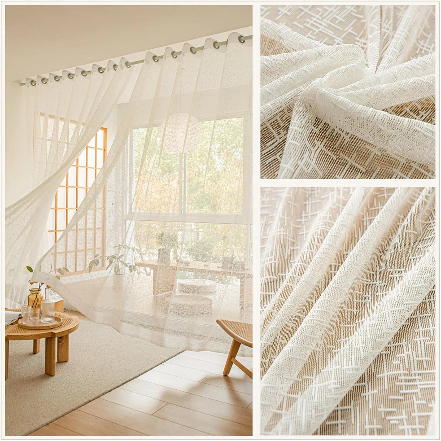 پرده حریر KVLDEC تکهای مناسب اتاق نشیمن، اتاق خواب و تزئین راهرو (طرح Cross-C، عرض 150 x طول 270 سانتی متر) پرده حریر KVLDEC تکهای مناسب اتاق نشیمن، اتاق خواب و تزئین راهرو (طرح Cross-C، عرض 150 x طول 270 سانتی متر)