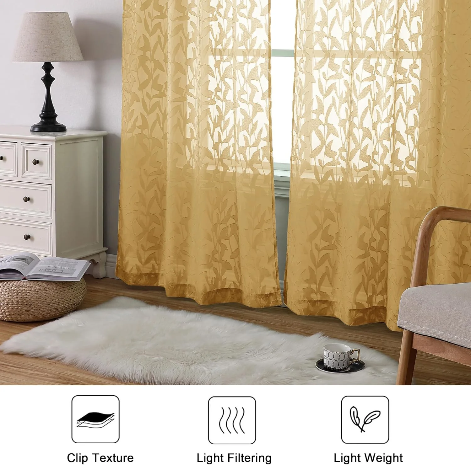 پرده های حریر طلایی تیره Lecloud Leia، طول 244 سانتی متر، 2 عدد، پرده های بافت دار برگ دار ژاکارد برای پنجره های فرانسوی با جیب میله ای، پرده های اتاق نشیمن و اتاق خواب به سبک خانه های روستایی، عرض 101.6 سانتی متر در طول 244 سانتی متر پرده های حریر طلایی تیره Lecloud Leia، طول 244 سانتی متر، 2 عدد، پرده های بافت دار برگ دار ژاکارد برای پنجره های فرانسوی با جیب میله ای، پرده های اتاق نشیمن و اتاق خواب به سبک خانه های روستایی، عرض 101.6 سانتی متر در طول 244 سانتی متر