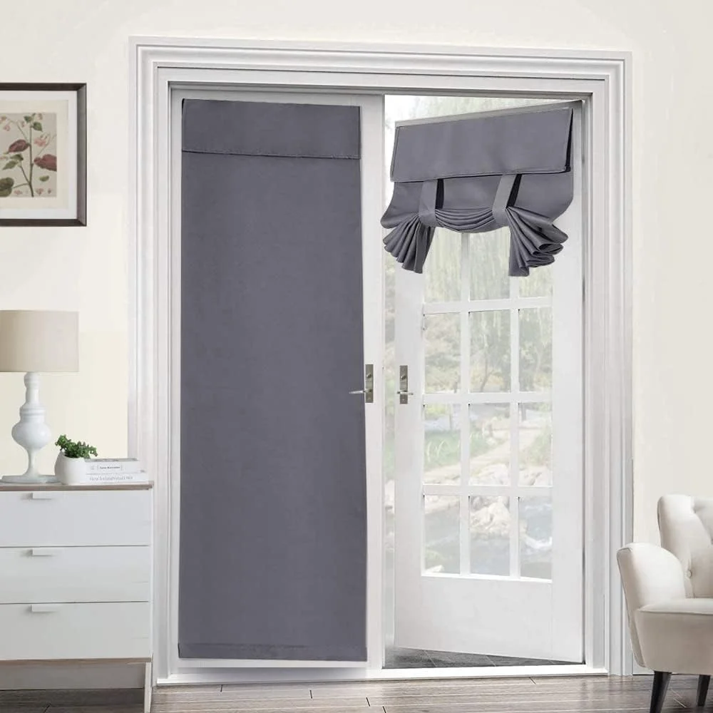 پرده درب بلک اوت Masroo - پرده های حرارتی عایق حریم خصوصی Tricia برای درب پاسیو، درب فرانسوی، درب ورودی، پرده جانبی، سایه جمع شو، 1 عدد (66 * 244 سانتی متر، خاکستری)