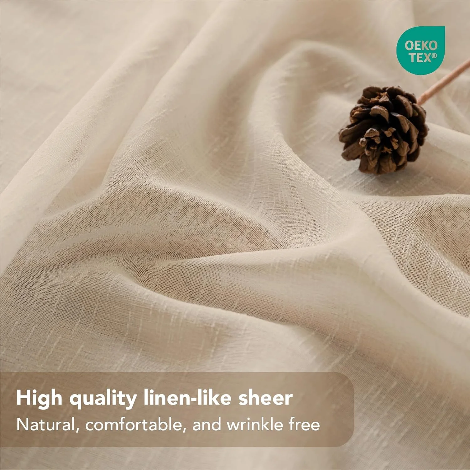 A Moment Sheer Curtains 240 CM Length for Living Room, Rod Pocket Back Tab Hooks Light Filtering Window Curtains & Drapes for Bedroom, Set of 2 Panels, (Light Coffee, 135W x 240L CM)