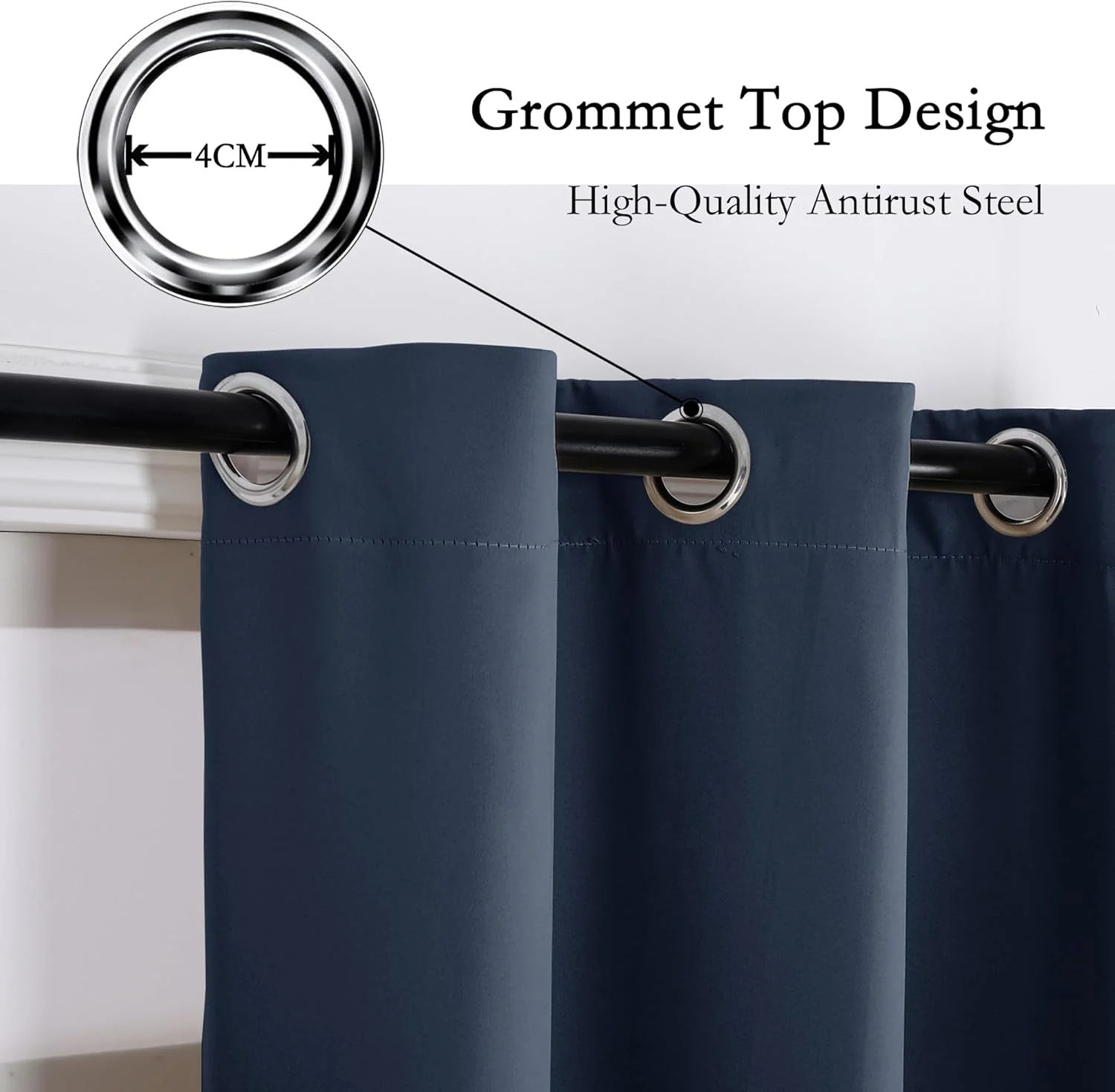 پرده بلک اوت NeoStyle برای اتاق خواب، ست 2 تکه پرده با بافت پنبه ای، 244x270 سانتی متر پرده های حلقه ای برای اتاق نشیمن (آبی) پرده بلک اوت NeoStyle برای اتاق خواب، ست 2 تکه پرده با بافت پنبه ای، 244x270 سانتی متر پرده های حلقه ای برای اتاق نشیمن (آبی)
