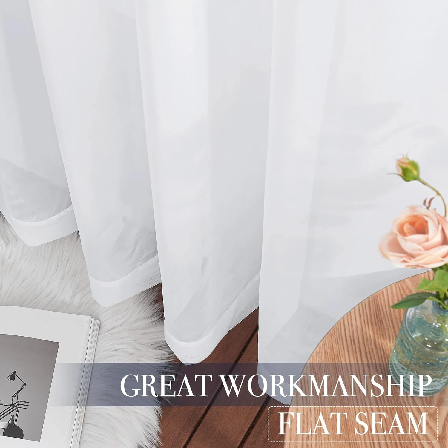 پرده های حریر سفید NICETOWN، عرض 152 و طول 241 سانتی متر، بسیار بلند، مناسب برای درب پاسیو، راهرو، پرده های اتاق مهمان، 1 جفت پرده های حریر سفید NICETOWN، عرض 152 و طول 241 سانتی متر، بسیار بلند، مناسب برای درب پاسیو، راهرو، پرده های اتاق مهمان، 1 جفت