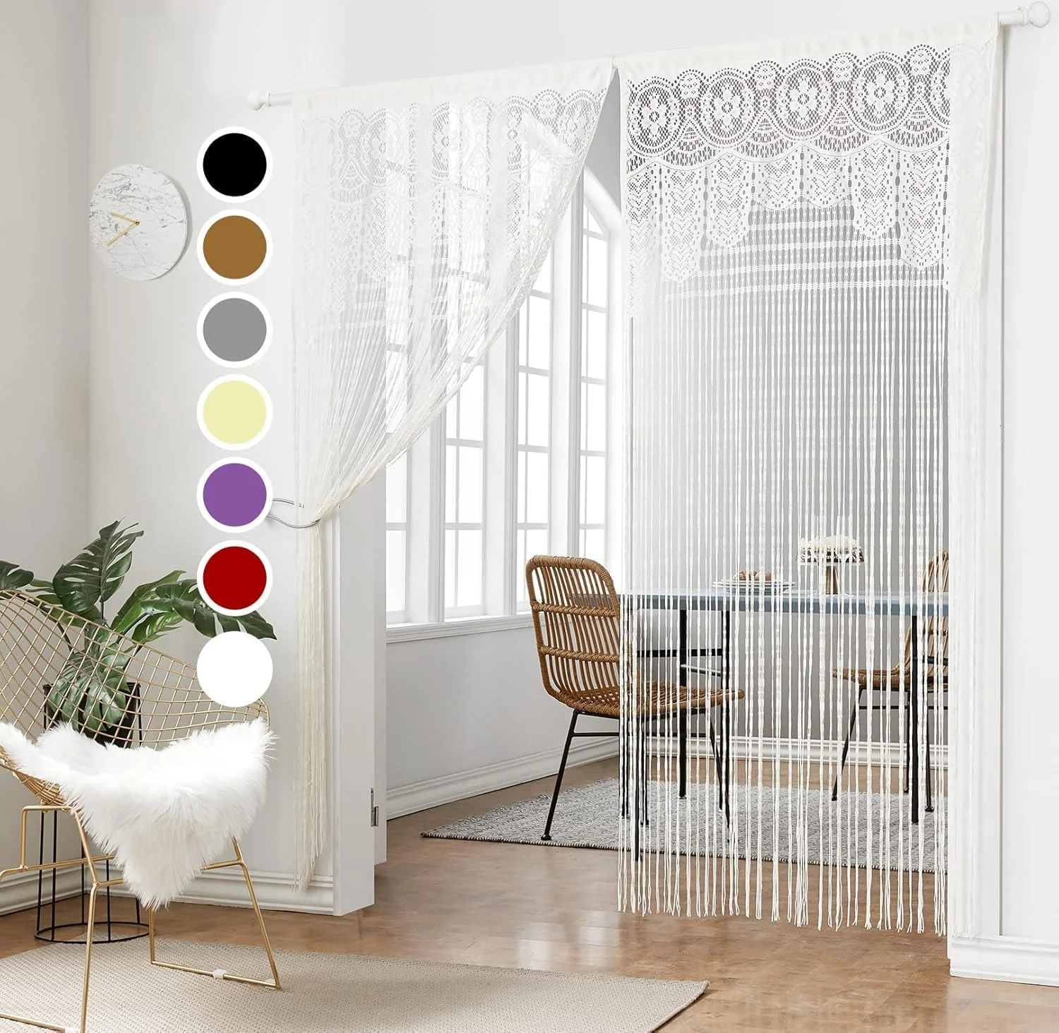 پرده نخی توری مکرومه NALACAL برای درب ورودی، پرده سفید، جداکننده اتاق، پانل پنجره هیپی درب ورودی، پرده کمد دیواری برای تزئینات پرده درب کمد اتاق خواب پرده نخی توری مکرومه NALACAL برای درب ورودی، پرده سفید، جداکننده اتاق، پانل پنجره هیپی درب ورودی، پرده کمد دیواری برای تزئینات پرده درب کمد اتاق خواب