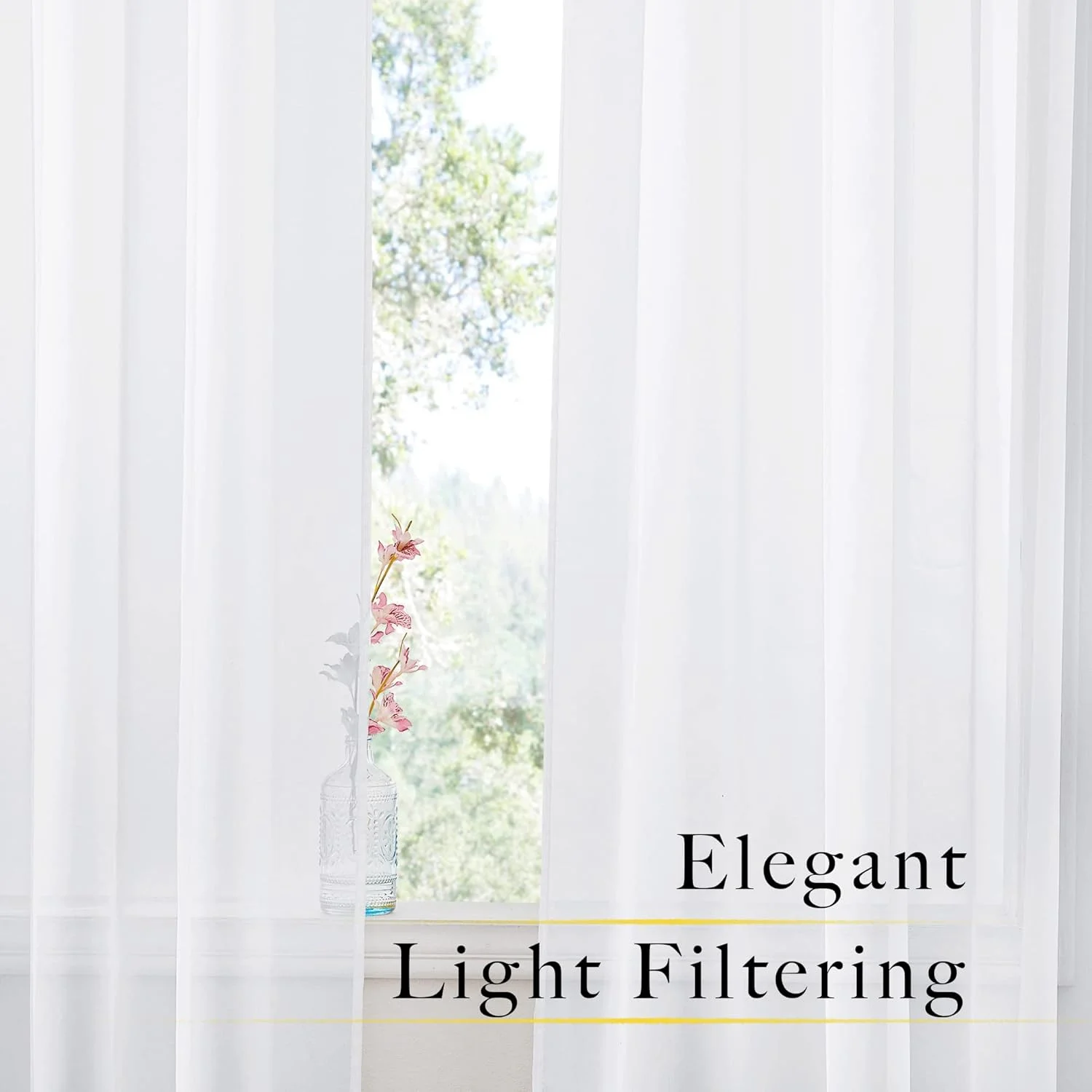 پرده های توری نازک سفید NICETOWN، عرض 152 سانتی متر، طول 213 سانتی متر، مناسب برای اتاق کودک و پنل/پرده در، 2 عدد پرده های توری نازک سفید NICETOWN، عرض 152 سانتی متر، طول 213 سانتی متر، مناسب برای اتاق کودک و پنل/پرده در، 2 عدد