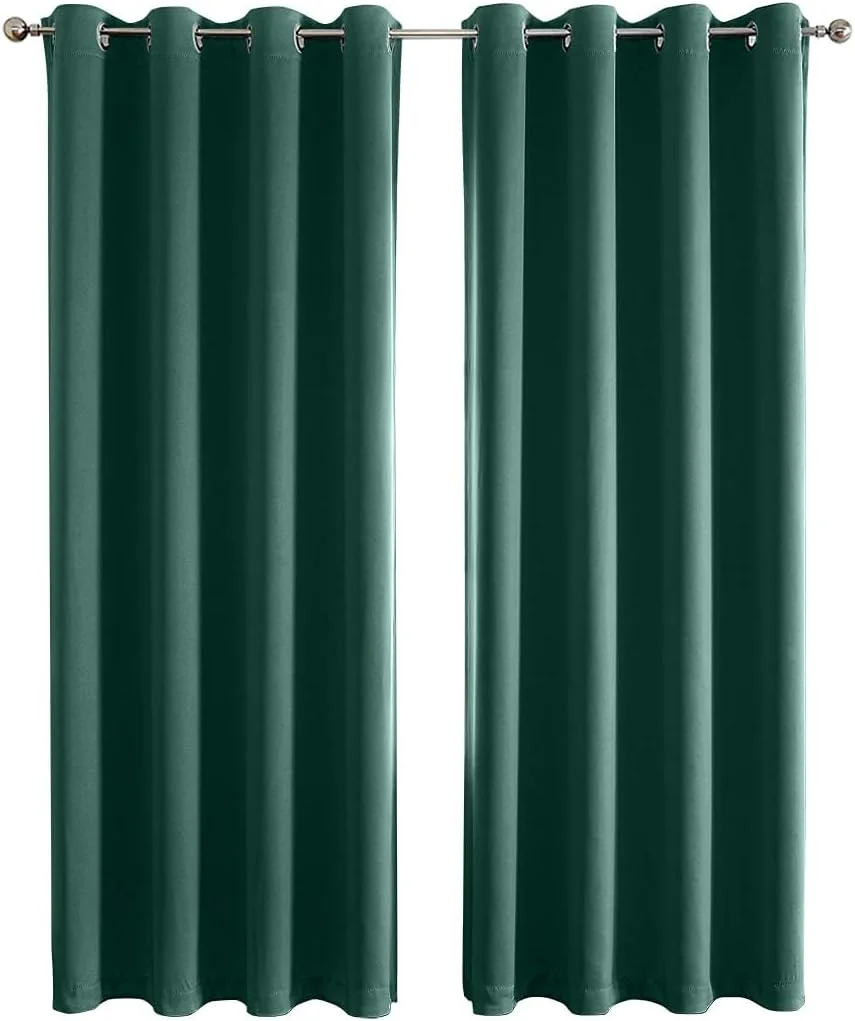 پرده بلک اوت X spring، دو عدد، سبز تیره، 140x240 سانتی متر، عایق حرارتی، پرده های تاریک کننده اتاق، پرده های پنجره مسدود کننده 100% نور برای اتاق خواب، اتاق نشیمن و اتاق کودک