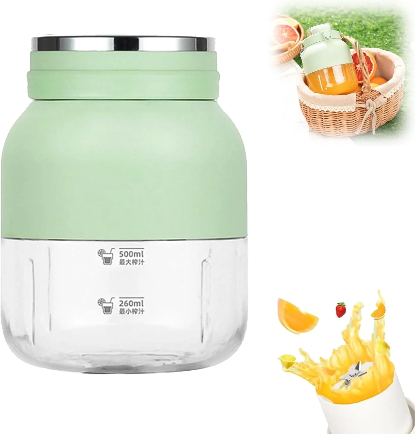 لیوان مخلوط کن KASTWAVE Ostmars، لیوان آبمیوه گیری قابل شارژ Ostmars با 10 تیغه، قدرت خرد کردن میوه در 30 ثانیه، لیوان آبمیوه گیری 27 اونسی، آبمیوه گیری خانگی 2 در 1، سبز 1 عدد