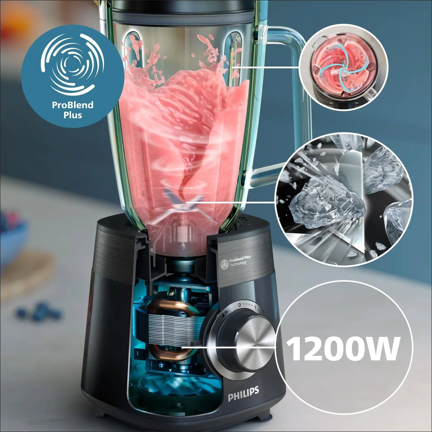 مخلوط کن فیلیپس سری 5000 - موتور 1200 وات. فناوری ProBlend Plus. قطعات قابل شستشو در ماشین ظرفشویی. ظرفیت 2 لیتر. مشکی (HR3030/00) مخلوط کن فیلیپس سری 5000 - موتور 1200 وات. فناوری ProBlend Plus. قطعات قابل شستشو در ماشین ظرفشویی. ظرفیت 2 لیتر. مشکی (HR3030/00)