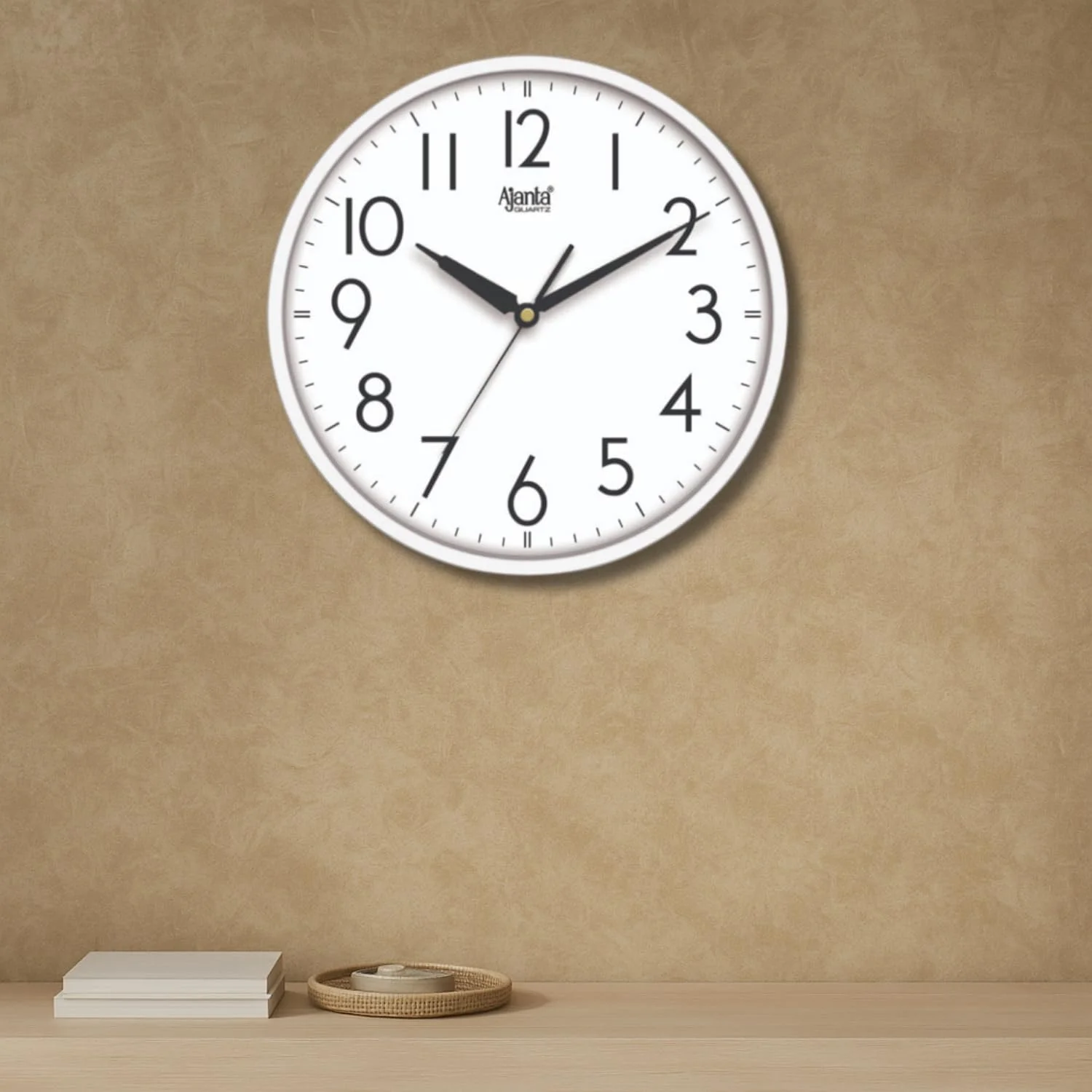 Ajanta Designer Round Wall Clock – 30.3 cm x 30.3 cm – White Dial with Large Numbers – Battery Operated – Stylish Wall Clock for Kitchen, Home, Office, & Living Room (Model 4007)