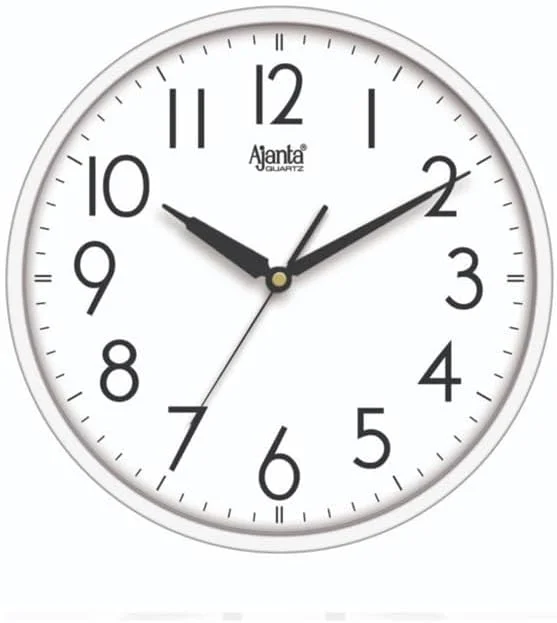 Ajanta Designer Round Wall Clock – 30.3 cm x 30.3 cm – White Dial with Large Numbers – Battery Operated – Stylish Wall Clock for Kitchen, Home, Office, & Living Room (Model 4007) Ajanta Designer Round Wall Clock – 30.3 cm x 30.3 cm – White Dial with Large Numbers – Battery Operated – Stylish Wall Clock for Kitchen, Home, Office, & Living Room (Model 4007)