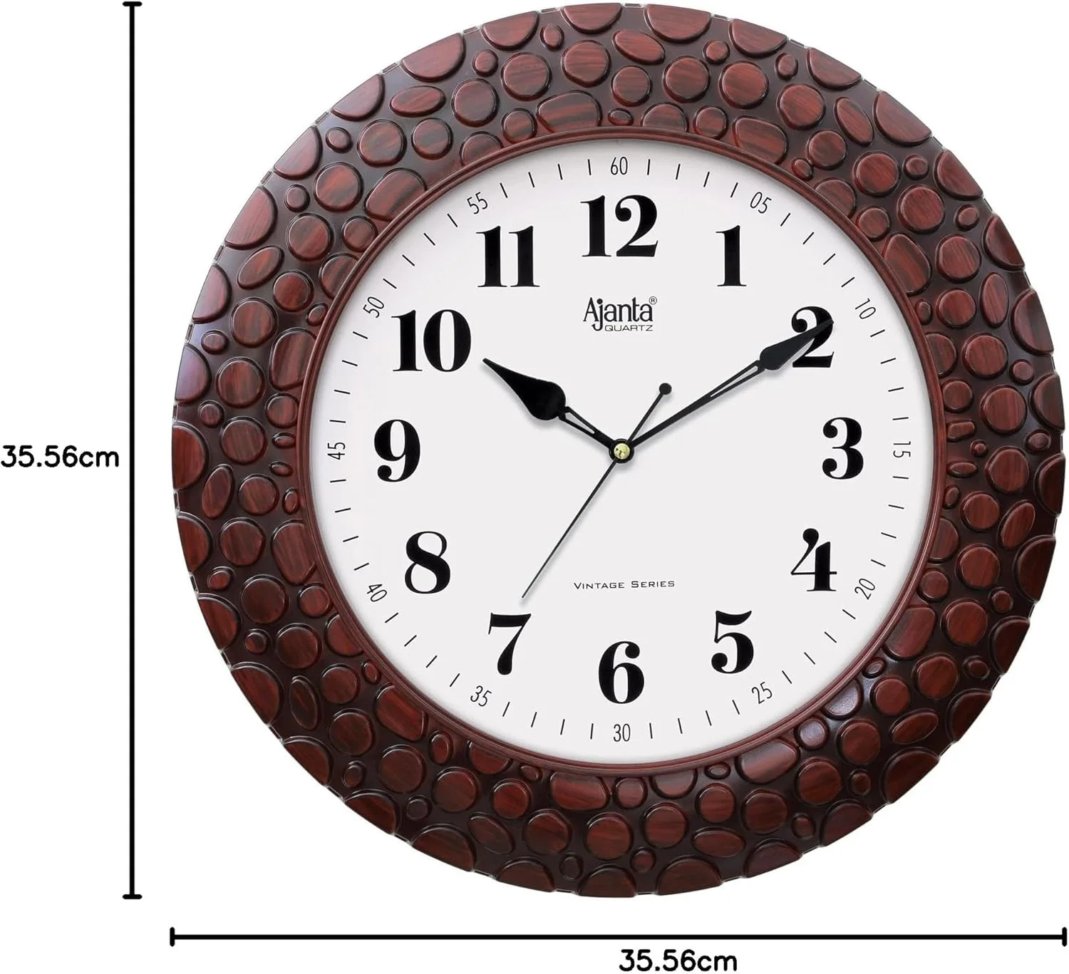 ساعت دیواری آنالوگ پلاستیکی آجانتا 14 اینچ، ساعت دیواری جارویی وینتیج (بدون تیک تاک)، قهوه ای