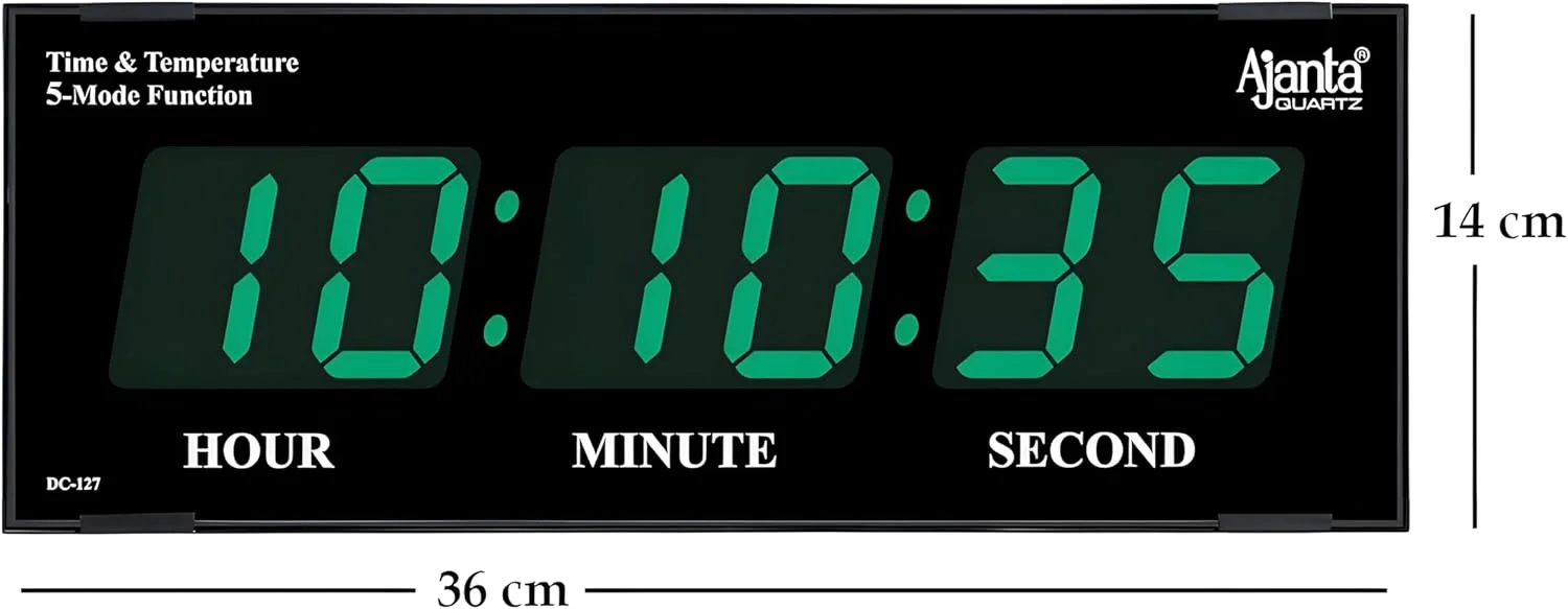 ساعت دیواری دیجیتال کوارتز پلاستیکی آجانتا مناسب خانه و محل کار (LED سبز، 41.9 x 20.3 x 10.2 سانتی متر) ساعت دیواری دیجیتال کوارتز پلاستیکی آجانتا مناسب خانه و محل کار (LED سبز، 41.9 x 20.3 x 10.2 سانتی متر)