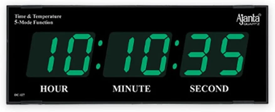 ساعت دیواری دیجیتال کوارتز پلاستیکی آجانتا مناسب منزل و محل کار (LED سبز، 41.9 x 20.3 x 10.2 سانتی متر)